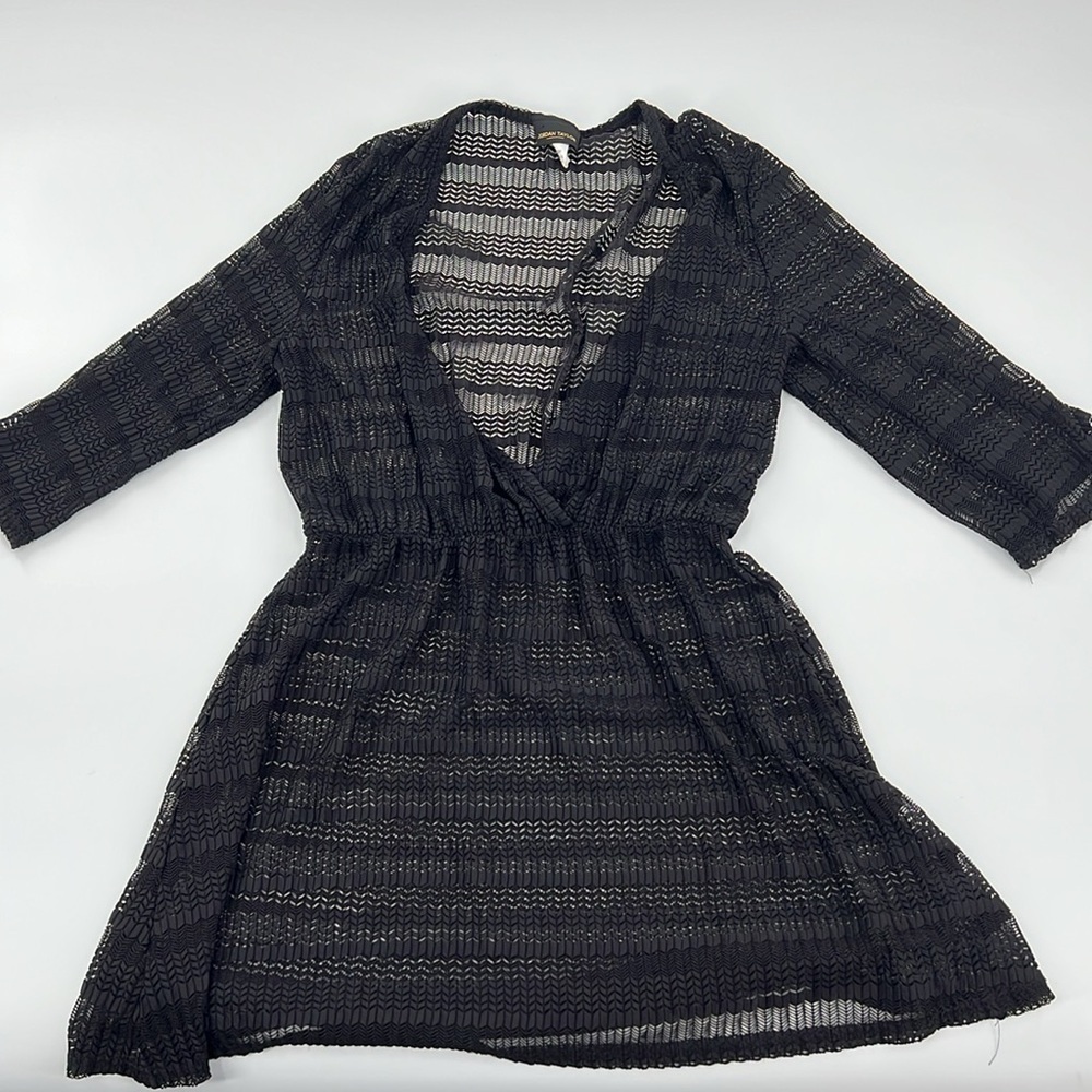 Jordan Taylor Black Sheer V-Neck swim cover up‎ vacation medium made in USA